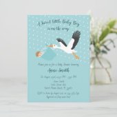 Classic Stork Baby boy Shower Invitation (Debout devant)