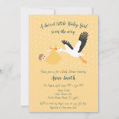 Classic Stork Baby girl Shower Invitation (Devant)