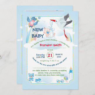 Classic Stork Baby Shower Invitation