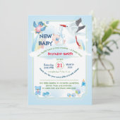 Classic Stork Baby Shower Invitation Kaart (Staand voorkant)