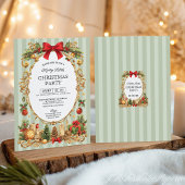 Classic Stripe Red Bow Christmas Party Kaart