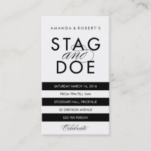 Classic Stripe Stag & Doe Ticket, Zwart Visitekaartje