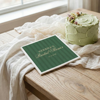 Classic Stripe Vintage Bridal Shower Green Servet