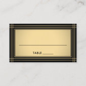 Classic Striped Border Chic Black & Gold Escort / Plaatskaartje (Voorkant)