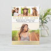 Classic Stripes Afstuderen Aankondigingsuitnodigin Kaart (Staand voorkant)