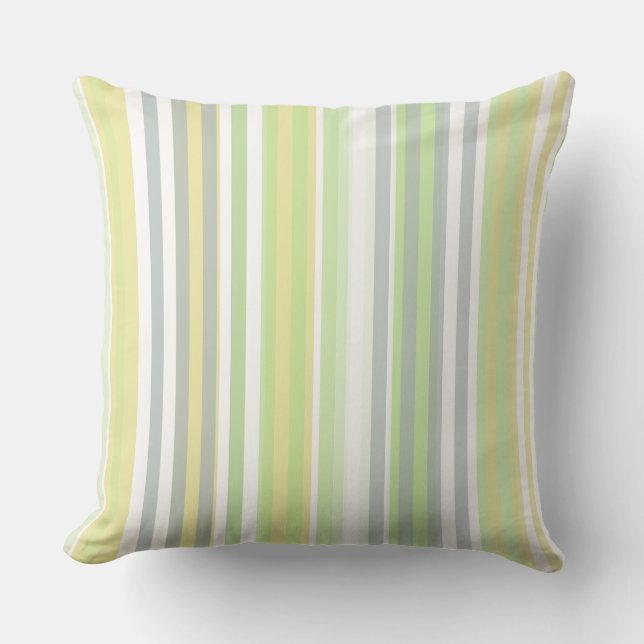 Classic Stripes Celery, Lemon, Grey Throw Pillow Kussen (Voorkant)