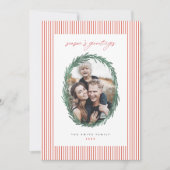 Classic Stripes Kerstvakantie Krans Flat Kaart (Voorkant)