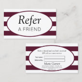 Classic Stripes Maroon Verwijs Een Vriend Aanbevelingskaartje (Voorkant / Achterkant)