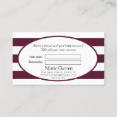 Classic Stripes Maroon Verwijs Een Vriend Aanbevelingskaartje (Achterkant)