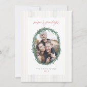 Classic Stripes Noël Vacances Wreath Carte Plat (Devant)