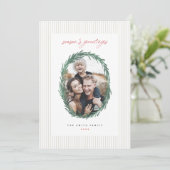 Classic Stripes Noël Vacances Wreath Carte Plat (Debout devant)