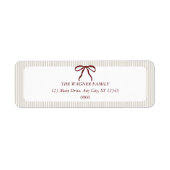 Classic Stripes Red Bow Christmas Etiket (Voorkant)
