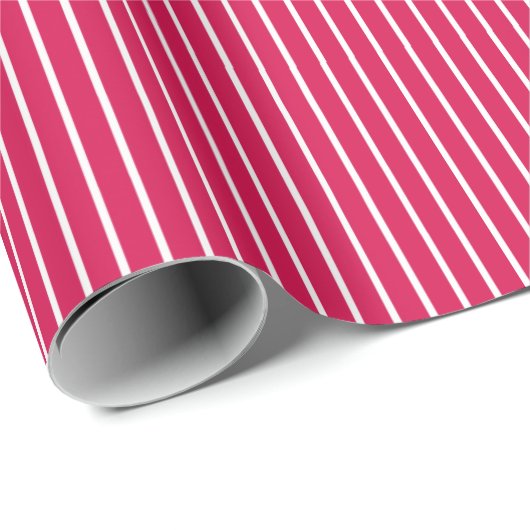 Classic Stripes White - Raspberry Cadeaupapier (Rol Hoek)