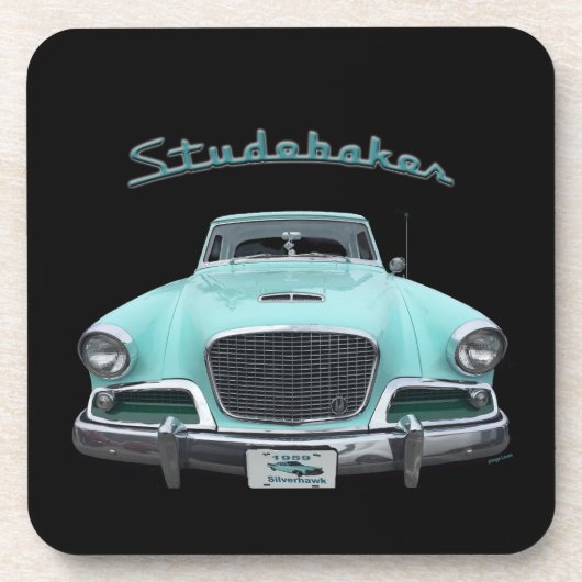 Classic Studebaker Silver Hawk 1959 Auto Bier Onderzetter (Voorkant)