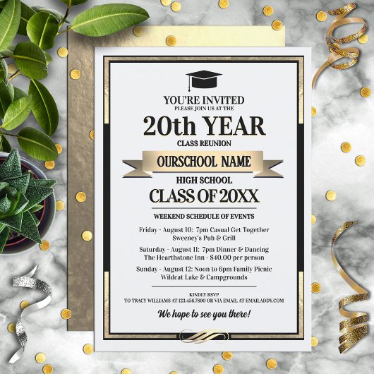 Classic Style School Kleuren Class Reunion Invitat Kaart