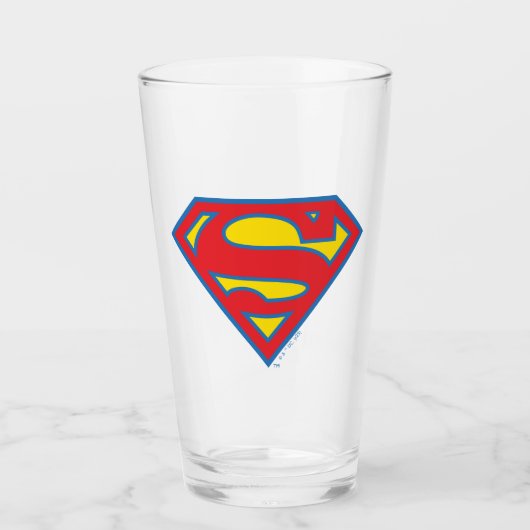 Classic Supergirl Logo met blauwe omtrek Glas (Voorkant)