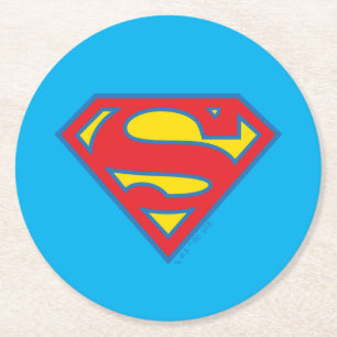 Classic Supergirl Logo met blauwe omtrek Ronde Kartonnen Onderzetter
