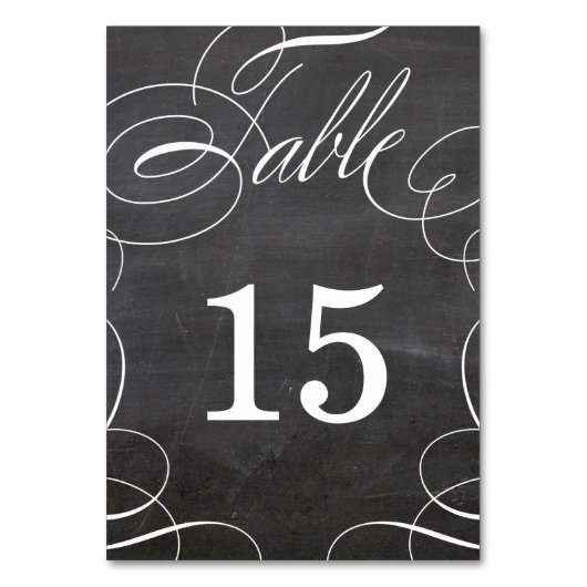 Classic Swash Chalkboard Wedding Table Number Kaar Kaart (Achterkant)