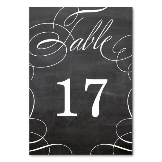 Classic Swash Chalkboard Wedding Table Number Kaar Kaart (Voorkant)