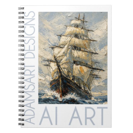 Classic Tall Ship at Sea – Impasto Nautical Art Notitieboek (Voorkant)
