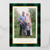 Classic Tartan Gold Foil Frame Carte photo de vaca (Recto)