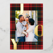 Classic Tartan JOY Vacances Carte photo FOIL (Recto)