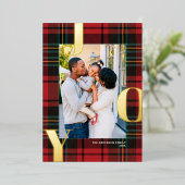 Classic Tartan JOY Vacances Carte photo FOIL (Debout devant)