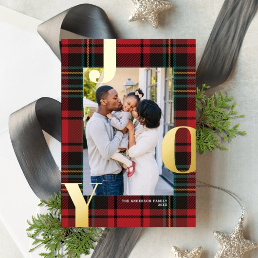 Classic Tartan JOY Vacances Carte photo FOIL