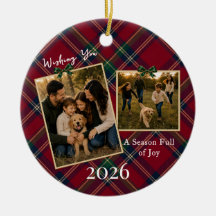 Classic Tartan Plaid 2 Photo Christmas Ornament