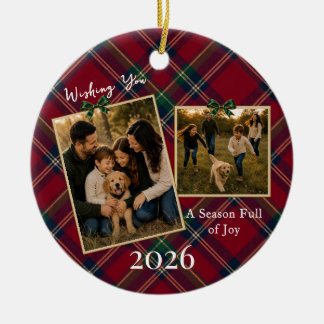 Classic Tartan Plaid 2 Photo Christmas Ornament
