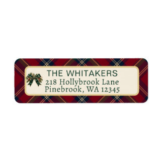 Classic Tartan Plaid Christmas Return Address Etiket