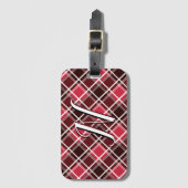 Classic Tartan Pset Red Black Monogram Aangepast Bagagelabel (Voorkant (verticaal))