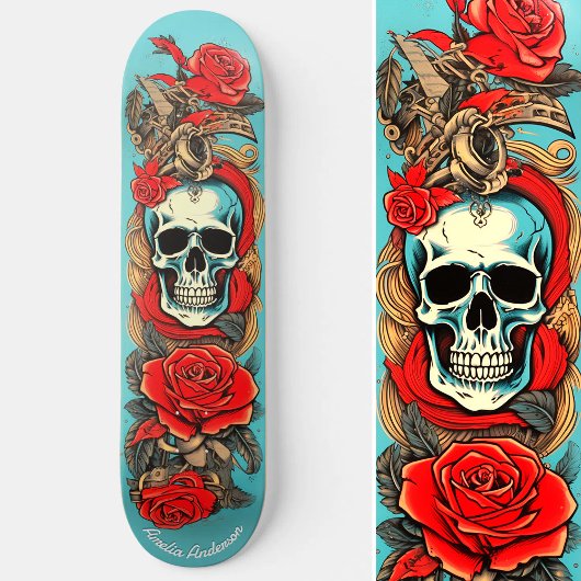 Classic Tattoo Art Skull Roos Nautische Elementen Skateboard