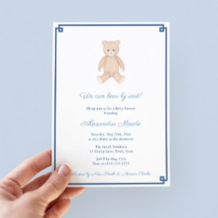Classic Teddy Bear Boy Baby shower Party Kaart
