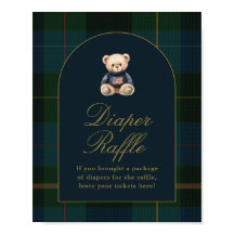 Classic Teddy Bear Dark Green Plaid Cards & Gifts