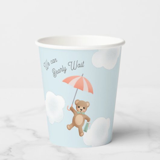 Classic Teddy Bear Pastel Barly Wait Baby shower Papieren Bekers (Achterkant)