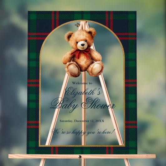 Classic Teddy Bear Preppy Baby Shower Welcome (Neutre)