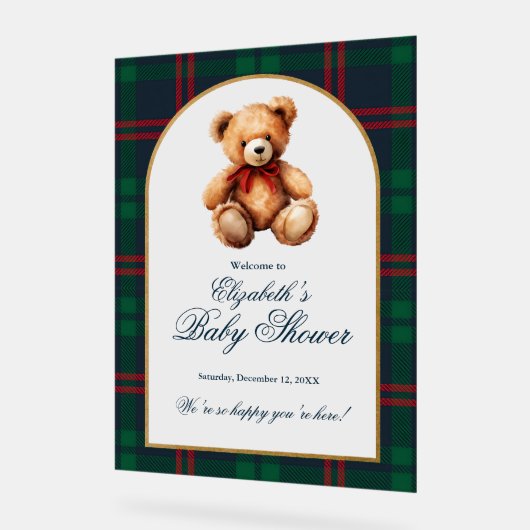 Classic Teddy Bear Preppy Baby Shower Welcome (Angle)