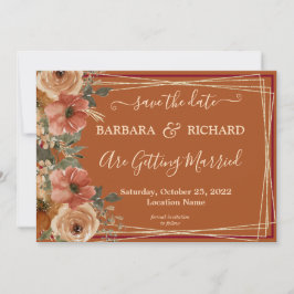 CLASSIC Terracotta Floral Herfst Save Date Kaart