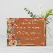 CLASSIC Terracotta Floral Herfst Save Date Kaart (Staand voorkant)