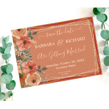 CLASSIC Terracotta Herfst Floral Save Date