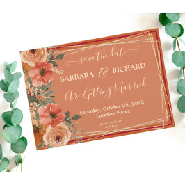 CLASSIC Terracotta Herfst Floral Save Date Kaart