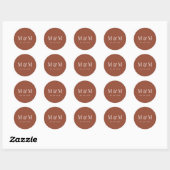 Classic Terracotta Monogram Typography Wedding Ronde Sticker (Vel)