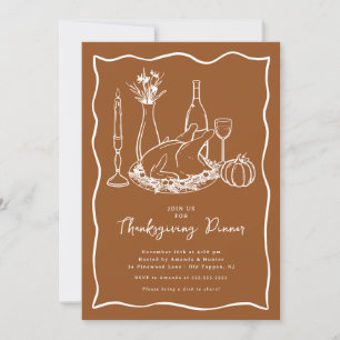 Classic Thanksgiving Dinner Invitation Kaart