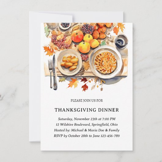 Classic Thanksgiving Dinner Invitation Kaart (Voorkant)
