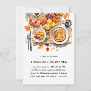 Classic Thanksgiving Dinner Invitation Kaart