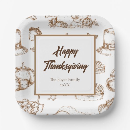 Classic Thanksgiving Minimalistische rustiek Papieren Bordje (Voorkant)