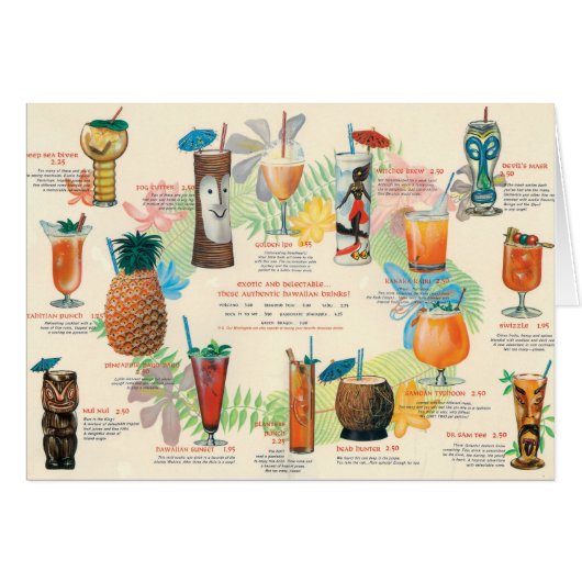 Classic Tiki Cocktail-menukaart (Voorkant Horizontaal)