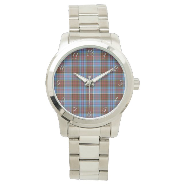 Classic Timeless Clan Anderson Modern Pset Tartan Horloge (Voorkant)