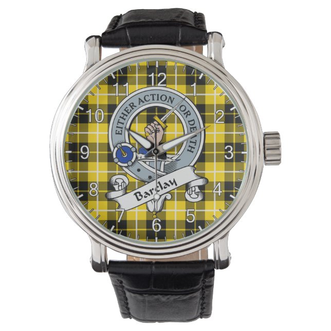 Classic Timeless Clan Barclay Badge Tartan Horloge (Voorkant)